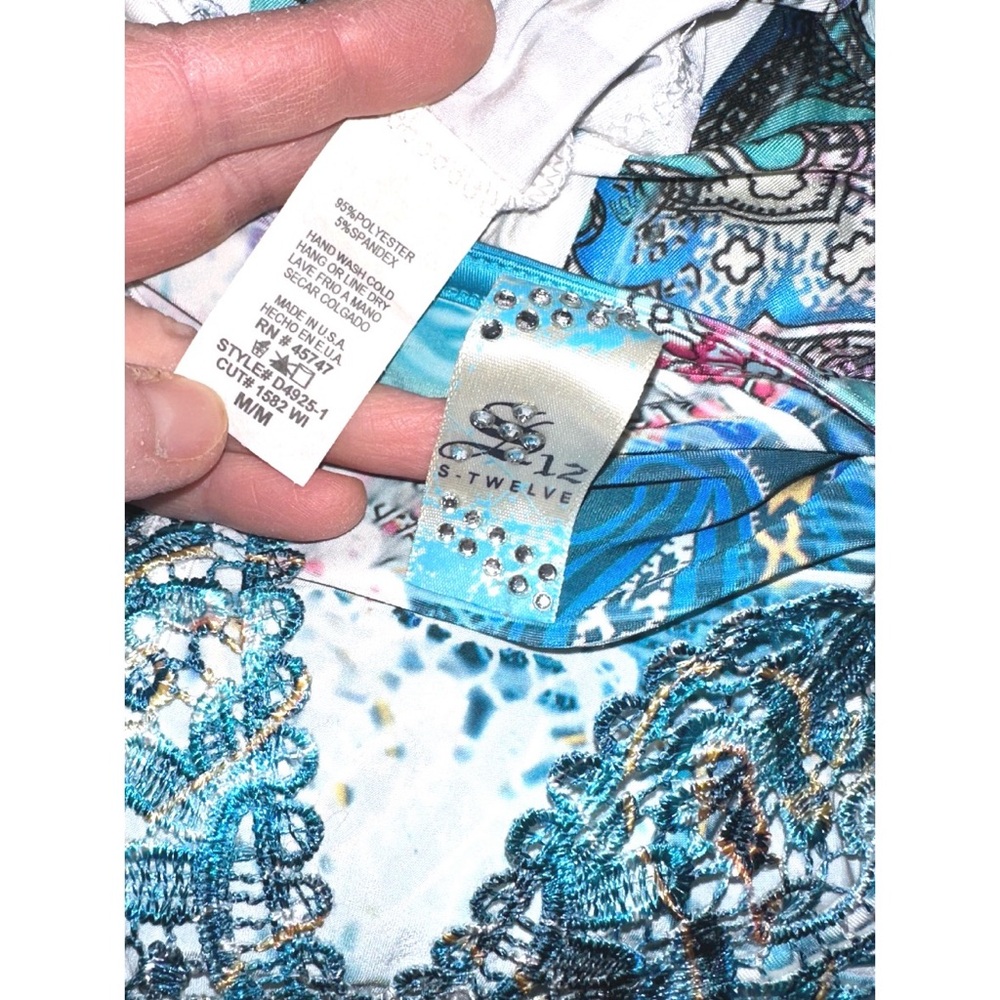 S-12, S-Twelve Blue & Purple dress with lots of embellished rhinestones - Picture 6 of 6